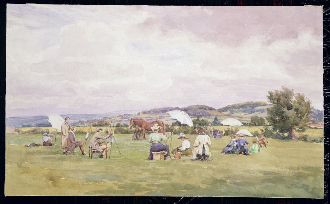 Eine Skizziergruppe in den Cotswolds, ca. 1910 von May Francis