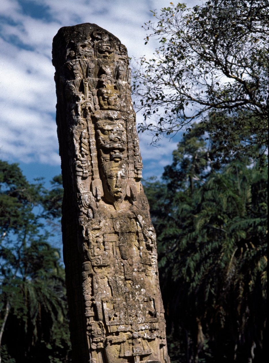 Detail der Stele F auf dem großen Platz (Detail) von Mayan
