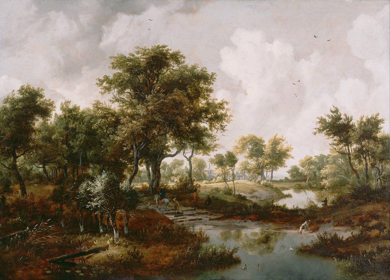 Eine bewaldete Landschaft von Meindert Hobbema