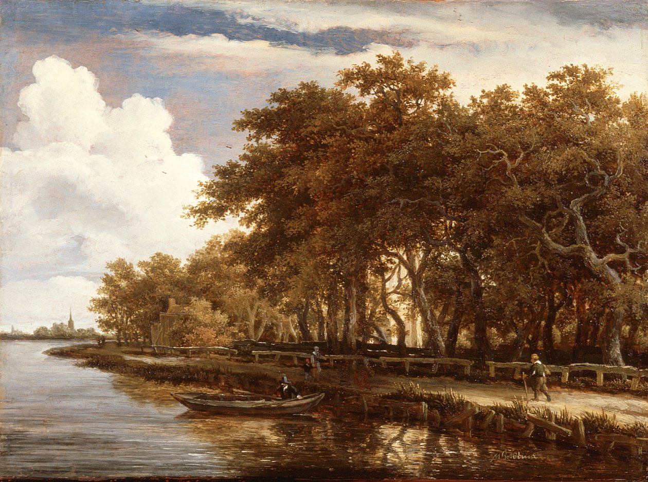 Blick entlang der Amstel, um 1660 von Meindert Hobbema