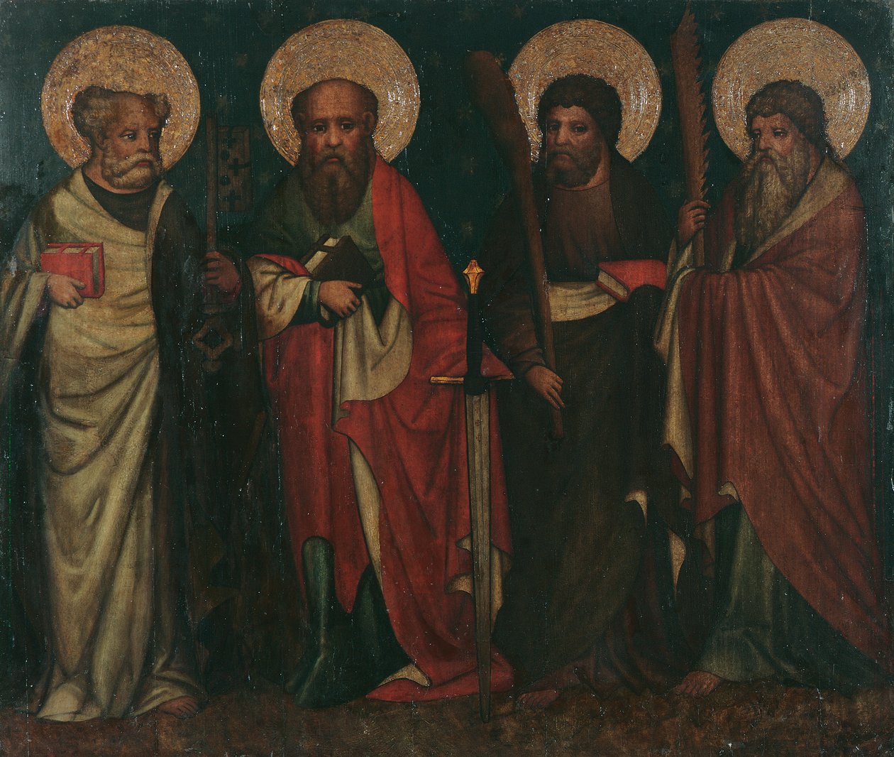 Die Apostel Petrus, Paulus, Jakobus d. J. und Simon von Meister von Laufen