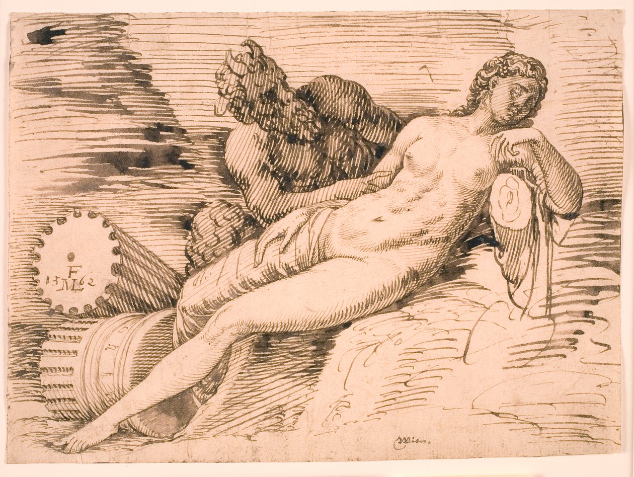 Ein Satyr, der die schlafende Antiope ausspioniert von Melchior Lorck