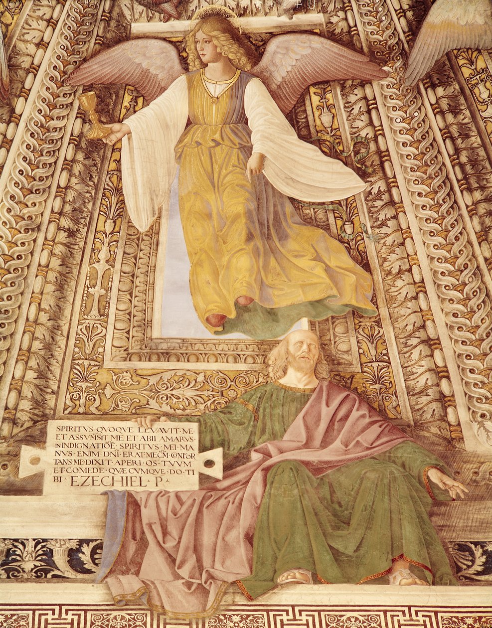 Ezechiel und der Engel, der den Kelch der Passion Christi hält, aus der Kuppel der Sakristei von St. Markus, ca. 1477 (Detail) von Melozzo da Forli