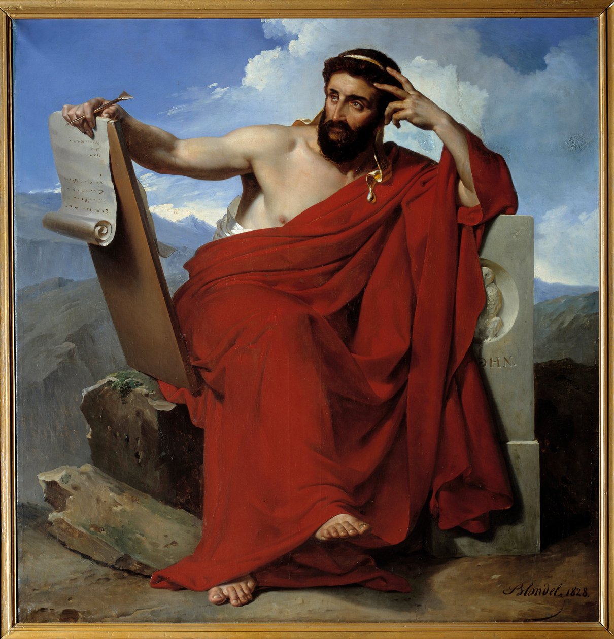 Porträt von Solon, Gesetzgeber und Dichter von Athen (ca. 640-ca. 588 v. Chr.) Gemälde von Merry Joseph Blondel (1781-1853) 1828 Amiens, Musée de Picardie von Merry Joseph Blondel