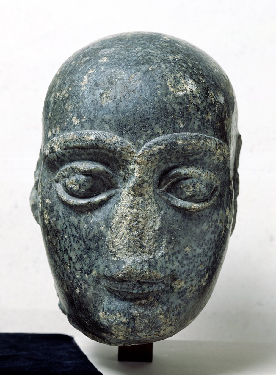 Kopf eines Mannes, bekannt als Gudea mit rasiertem Kopf, aus Telloh (Antikes Girsu) Neo-Sumerisch, ca. 2120 v. Chr. von Mesopotamian