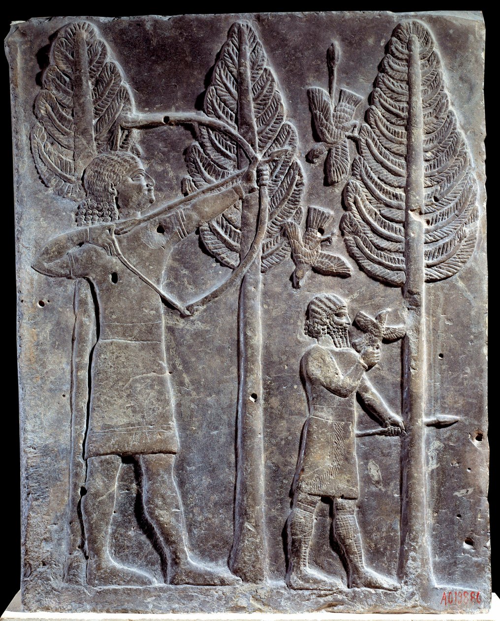Vogeljagdszene (Relief aus Alabaster aus dem Palast von Sargon II., König von Assyrien, Khorsabad, Mesopotamien) von Mesopotamian Mesopotamian