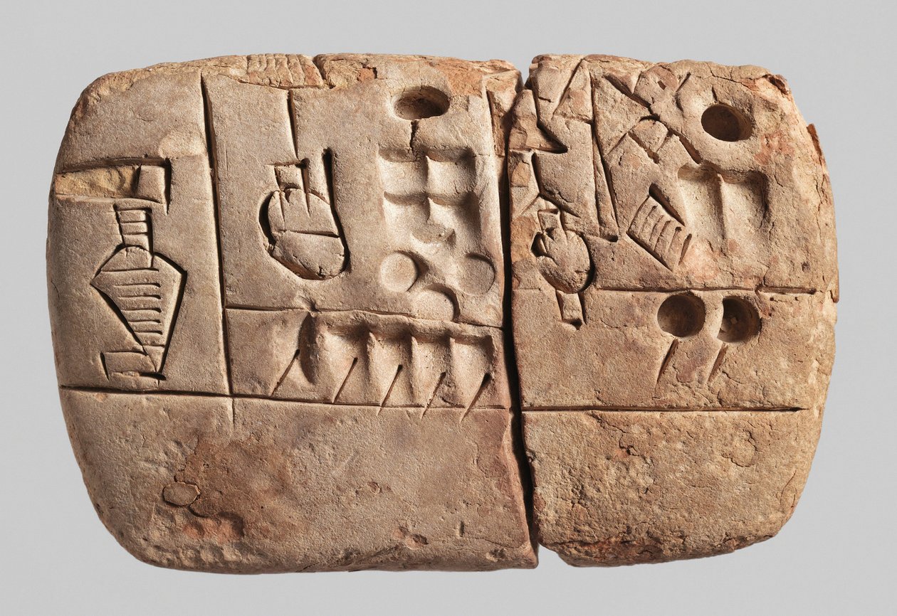 Frühe piktografische Keilschrifttafel, Mesopotamien, Uruk, ca. 3100-2900 v. Chr. (Ton) von Mesopotamian Mesopotamian