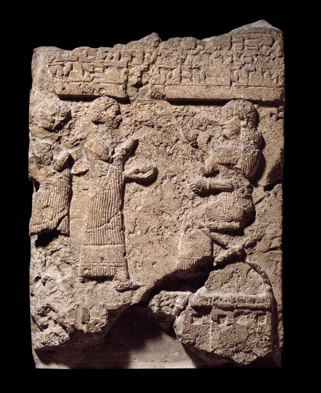 Mesopotamien: Kalksteinrelief von Schreibern, die die Beute während der Plünderung von Musasir aufnehmen. Aus dem Palast von Sargon II. in Khorsabad (Khunsabad). 710 v. Chr. Paris, Louvre Museum von Mesopotamian Mesopotamian