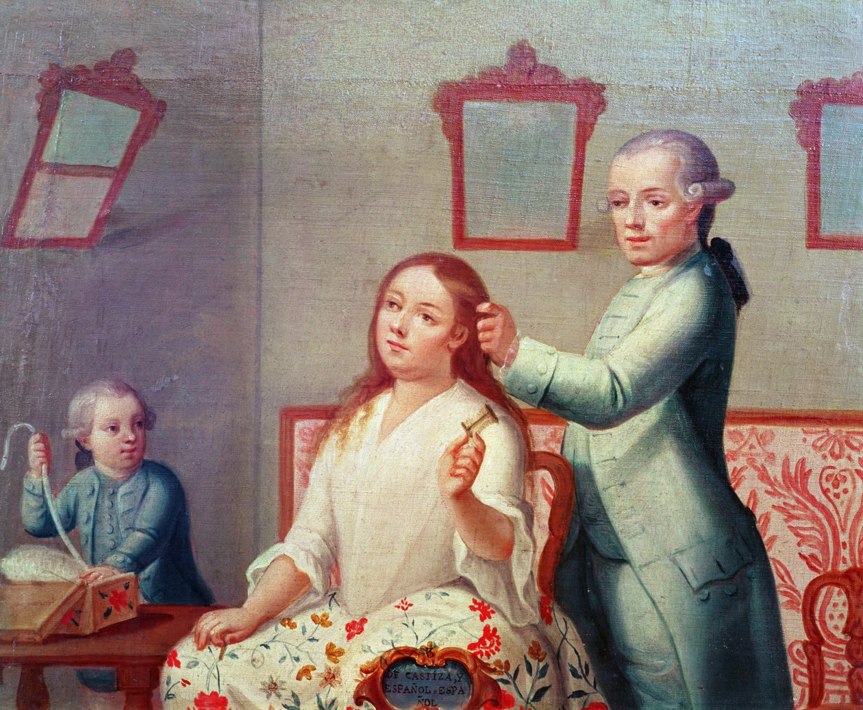 Ein Spanier und seine reinrassige mexikanische Frau, aus einer Serie über Mischehen in Mexiko von Mexican School