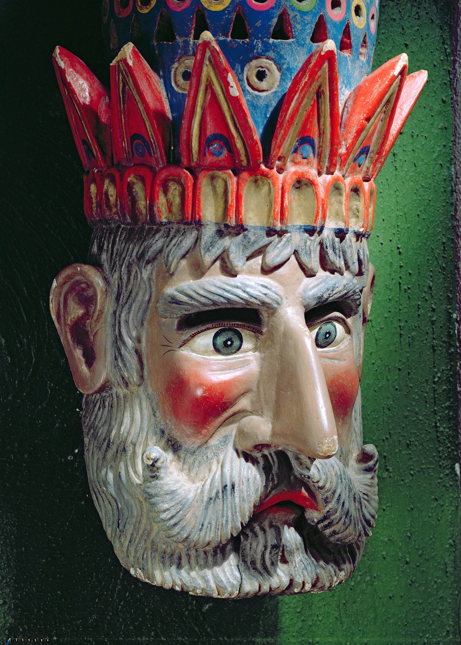 Maske eines Königs-Magus für Prozessionen zur Feier des Festes der Epiphanie in Mexiko am 6. Januar von Mexican School