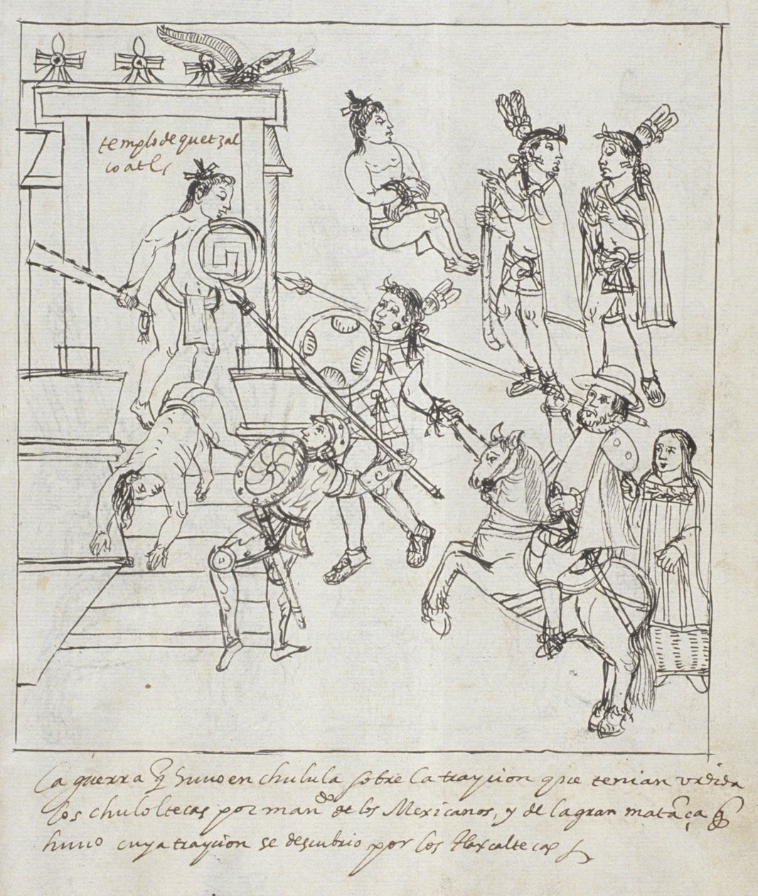 Evangelische Schlacht, aus Historia de Tlaxcala von Diego Muñoz Camargo von Mexican School