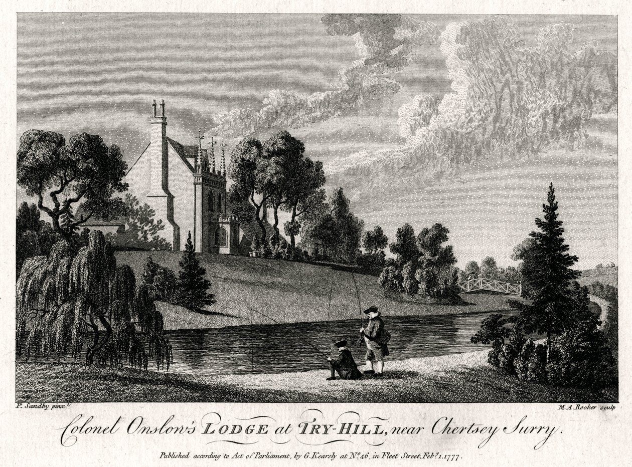 Colonel Onslows Lodge bei Try-Hill, in der Nähe von Chertsey, Surry, 1777 von Michael Angelo Rooker