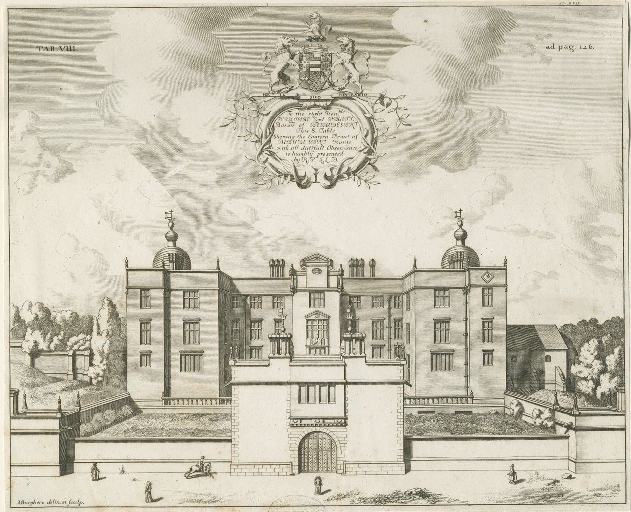 Beaudesert Halle und Park: Kupferstich, 1653-1686 von Michael Burghers