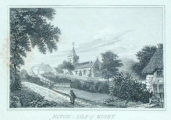 Niton Kirche, Isle of Wight, aus Michael Faradays Sammelalbum (Stich) von Michael Faraday