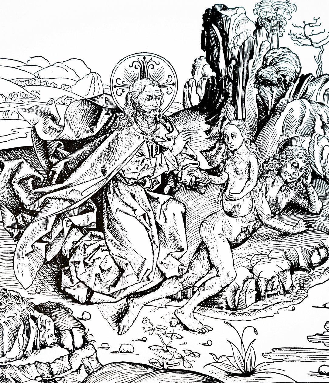 Die Erschaffung von Adam und Eva aus der Nürnberger Chronik von Michael & Pleydenwurff W. (d.1494) Wolgemuth