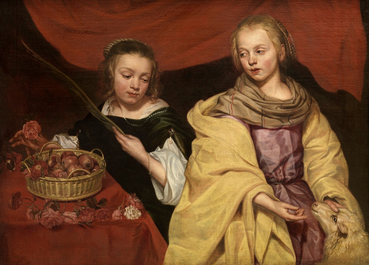 Zwei Mädchen als Heilige Agnes und Heilige Dorothea, ca. 1650 von Michaelina Wautier