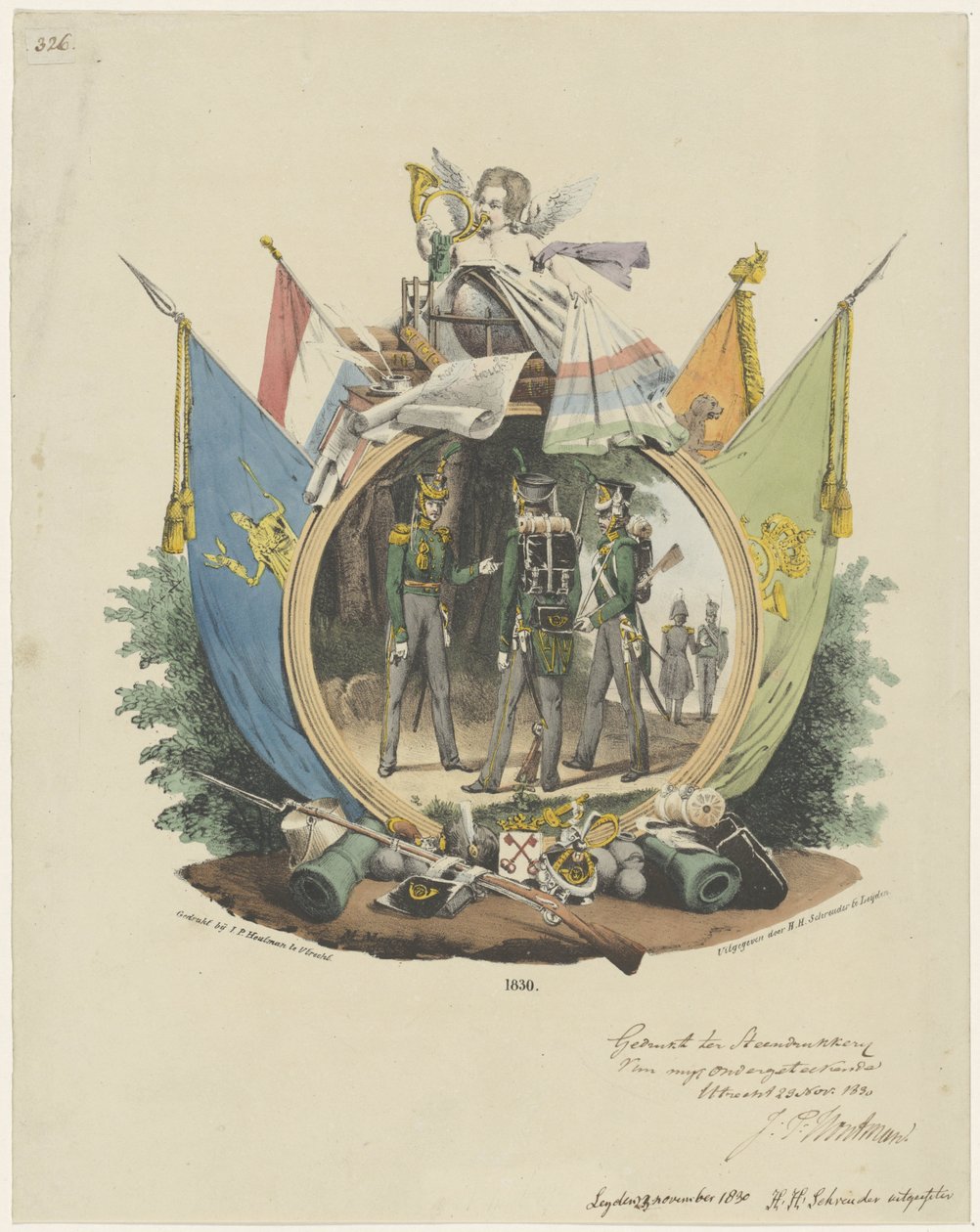 Medaillon mit Freiwilligen Jägern der Leidener Hochschule, 1830 von Michel Mourot