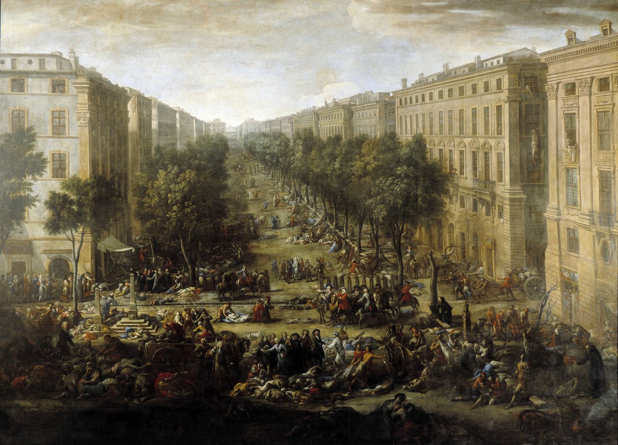 Ansicht des Cours (aus Marseille) während der Pest von 1720 von Michel Serre