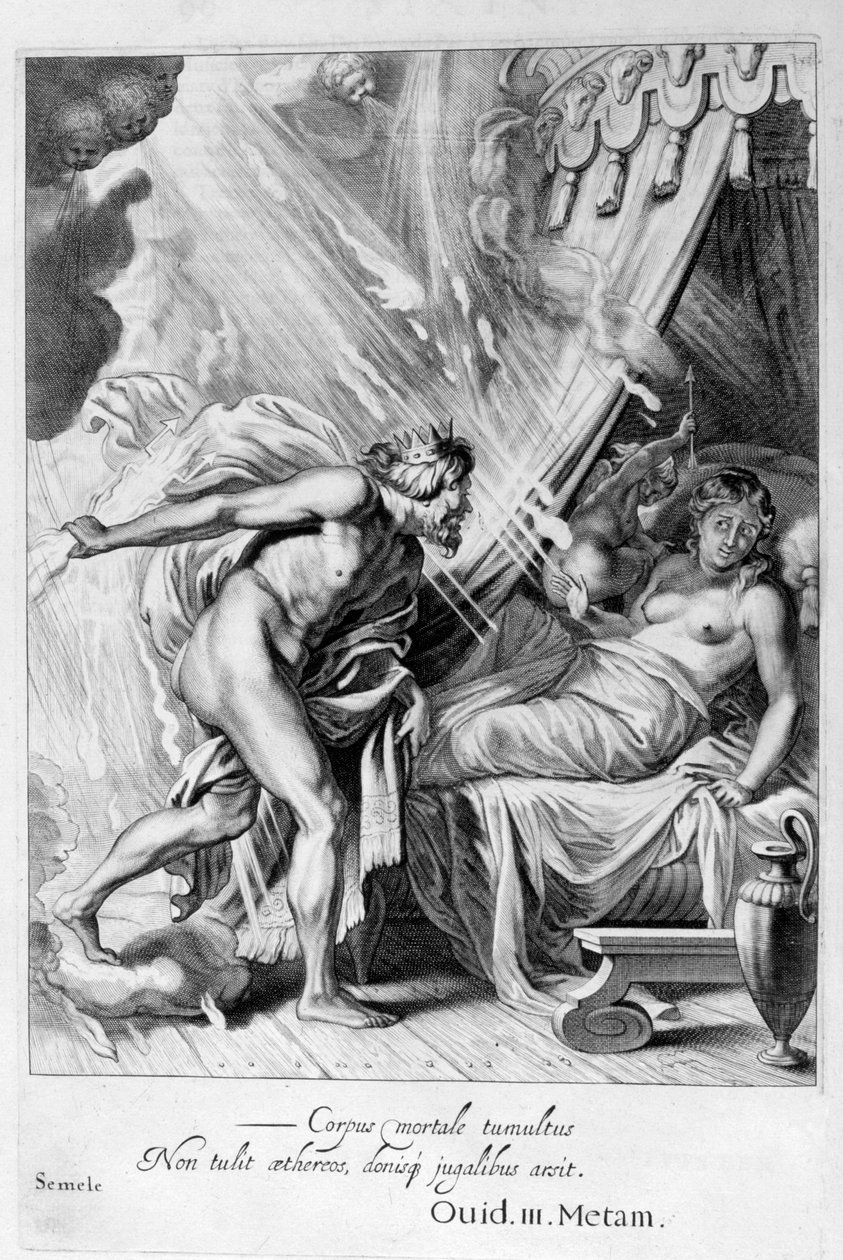 Semele wird von Jupiters Feuer verzehrt, 1655 von Michel de Marolles