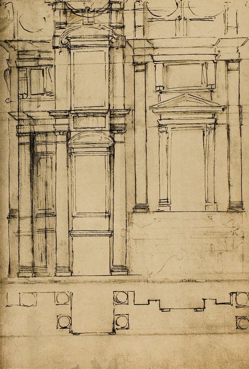 Architektonische Studie für die Medici-Kapellen in der Basilika San Lorenzo von Michelangelo Buonarroti