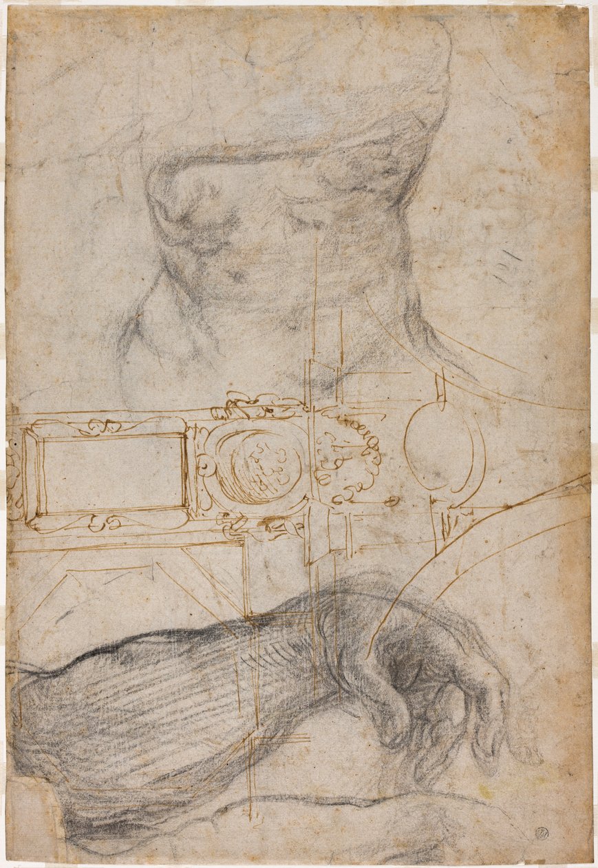 Entwurf für die Dekoration der Decke der Sixtinischen Kapelle, ca. 1508 von Michelangelo Buonarroti