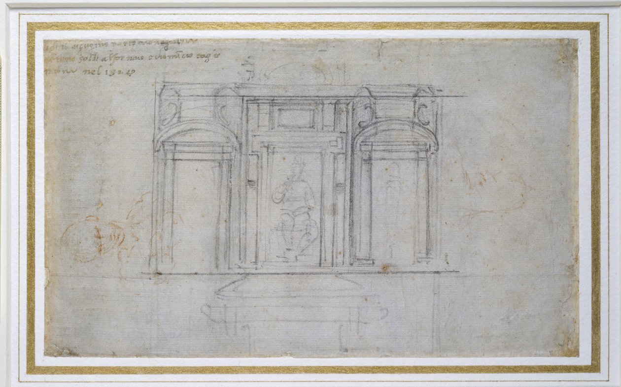 Studie des oberen Niveaus des Medici-Grabes, 1520 von Michelangelo Buonarroti