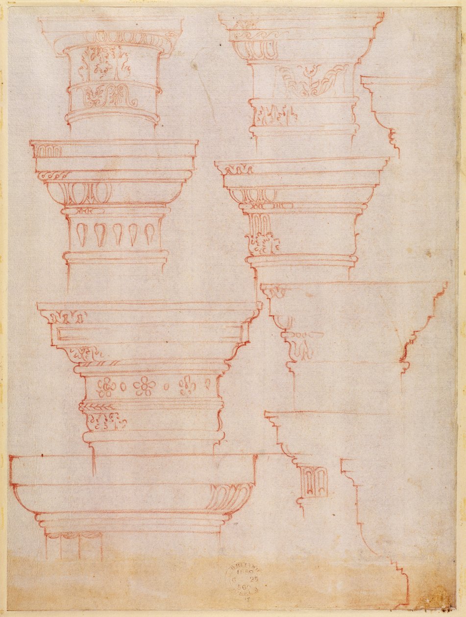 Studie von Säulenkapitellen von Michelangelo Buonarroti