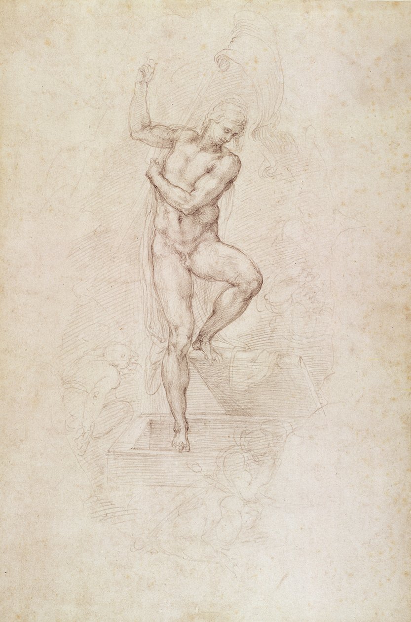 Der auferstandene Christus, Studie für das Fresko des Jüngsten Gerichts in der Sixtinischen Kapelle, Vatikan von Michelangelo Buonarroti