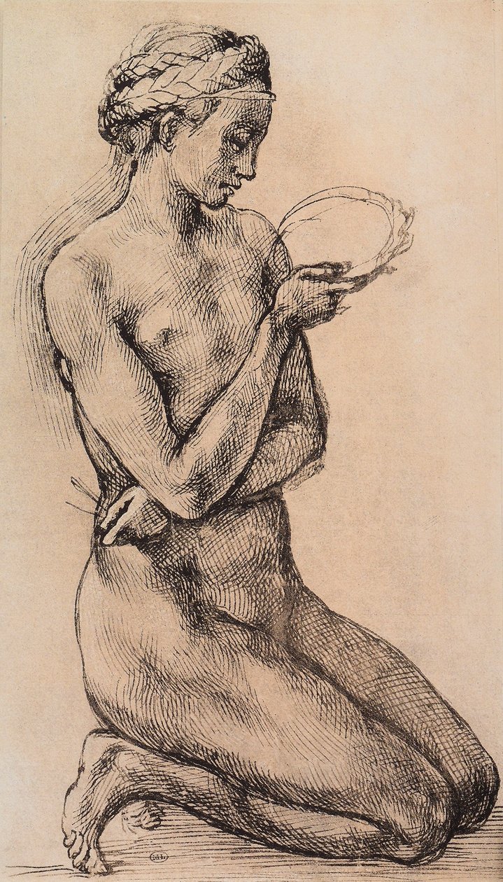 Kniende Frau von Michelangelo school of Buanorroti
