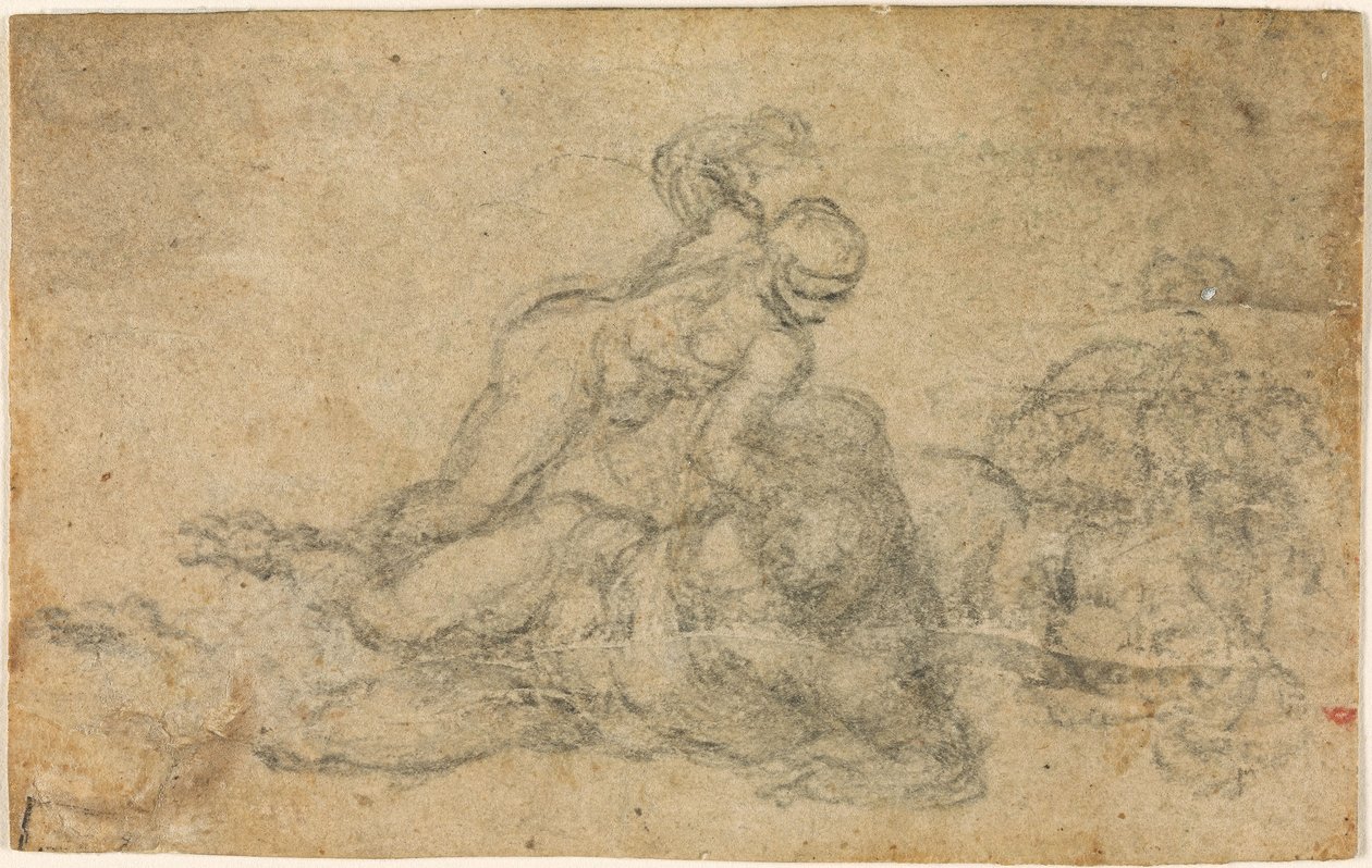 Michelangelo - David und Goliath. Verso Architekturstudien, ca. 1550-1556, I, 32a von Michelangelo