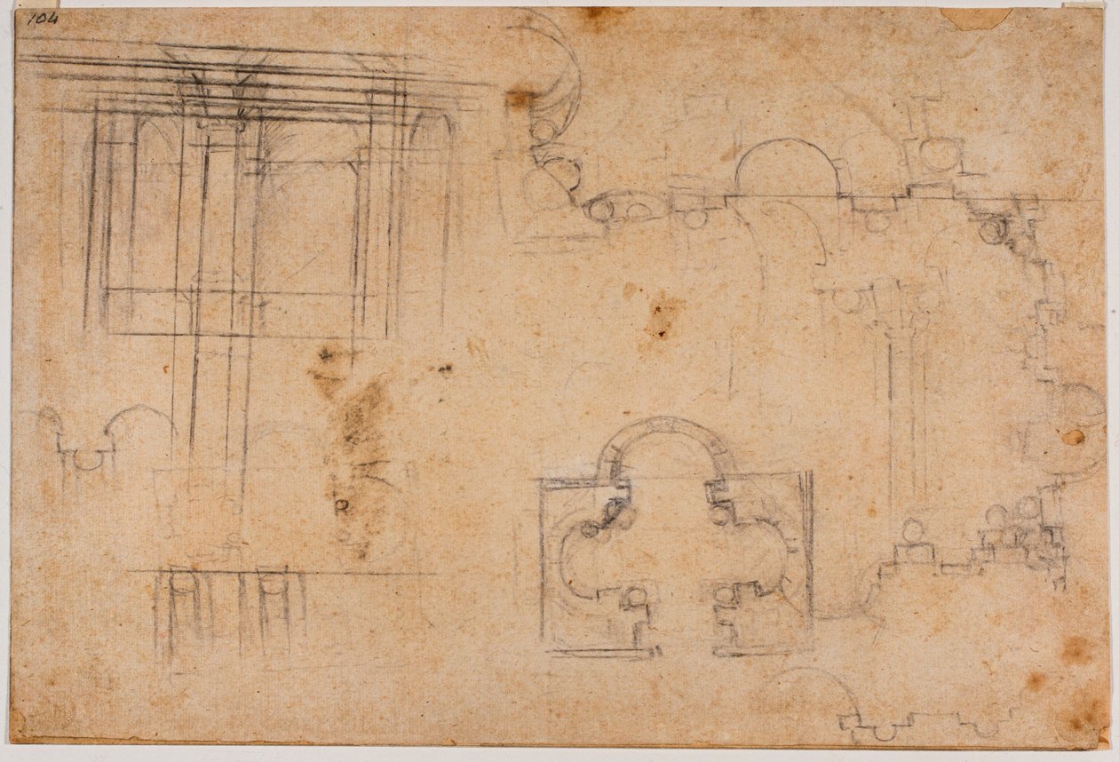 Grundriss und architektonische Erhebungen der Sforza-Kapelle von Michelangelo Buonarroti