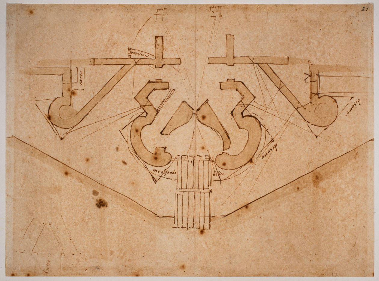 Befestigungsentwurf für ein Tor von Michelangelo Buonarroti