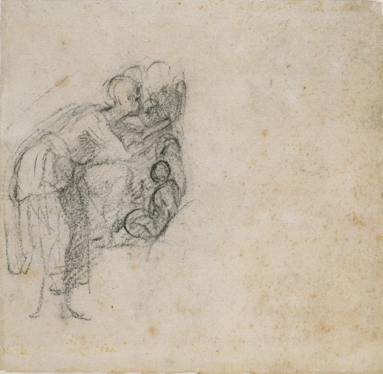 Seite aus einem Skizzenbuch: Eine Frau in Schwarz, ca. 1490-1560 von Michelangelo Buonarroti