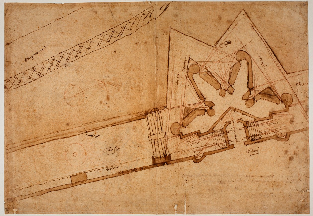 Studie von Befestigungen für die Porta al Prato von Michelangelo Buonarroti