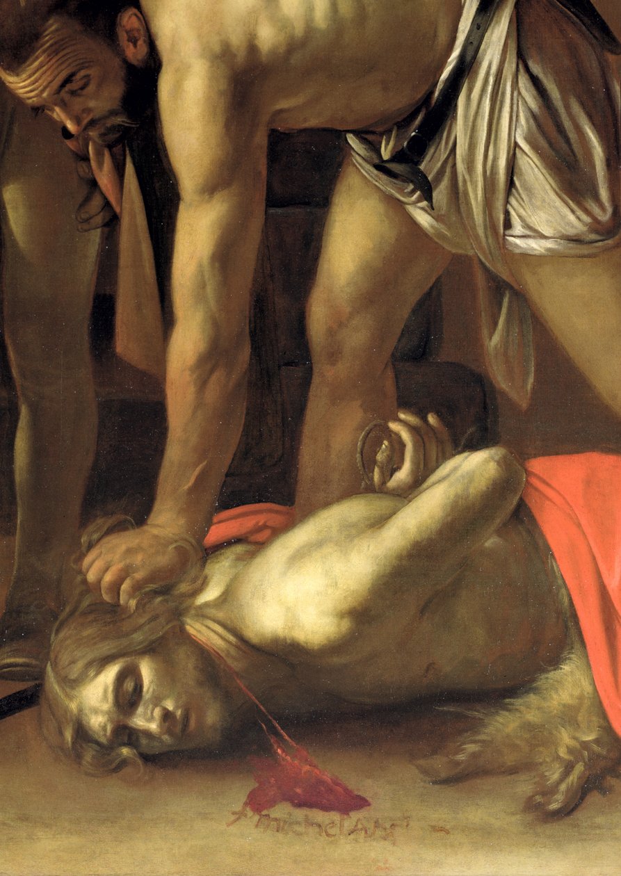 Die Enthauptung des Hl. Johannes des Täufers (Detail) von Michelangelo Merisi Caravaggio