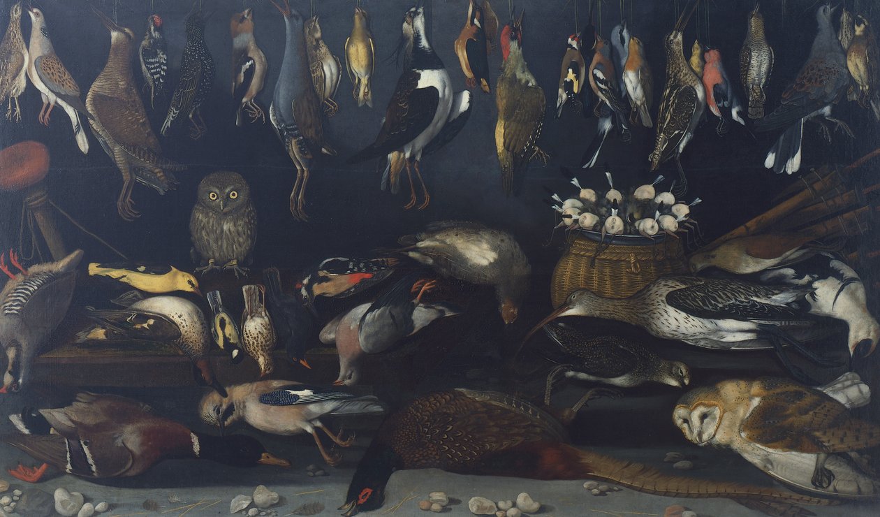 Stillleben mit Vögeln, von Meister des Hartford-Stilllebens von Michelangelo Merisi da Caravaggio