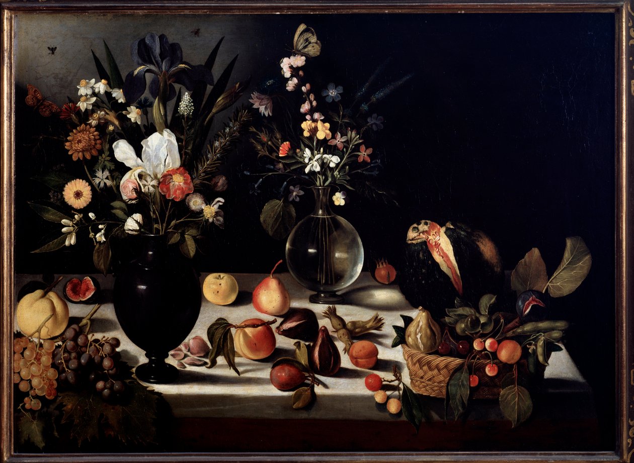 Stillleben mit Blumen und Früchten von Michelangelo Merisi da Caravaggio