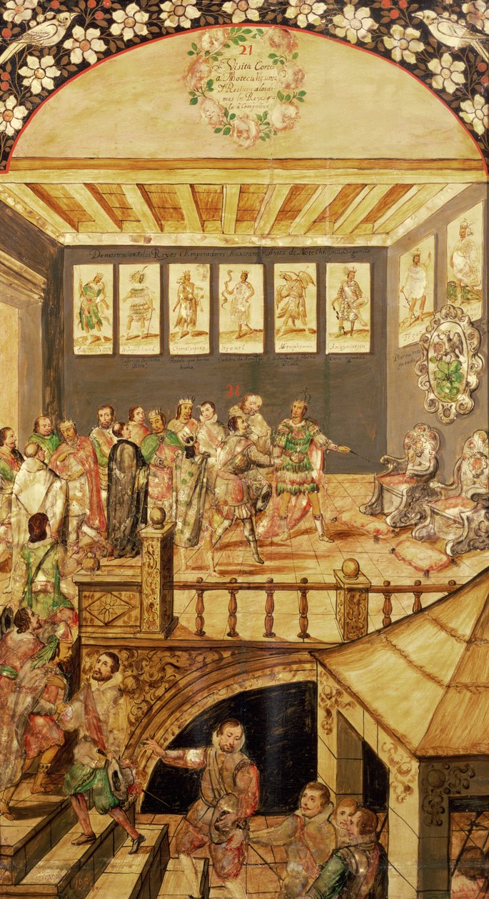 Die Eroberung Mexikos: der Besuch von Hernando Cortes bei Montezuma im Jahr 1520 von Miguel and Juan Gonzalez