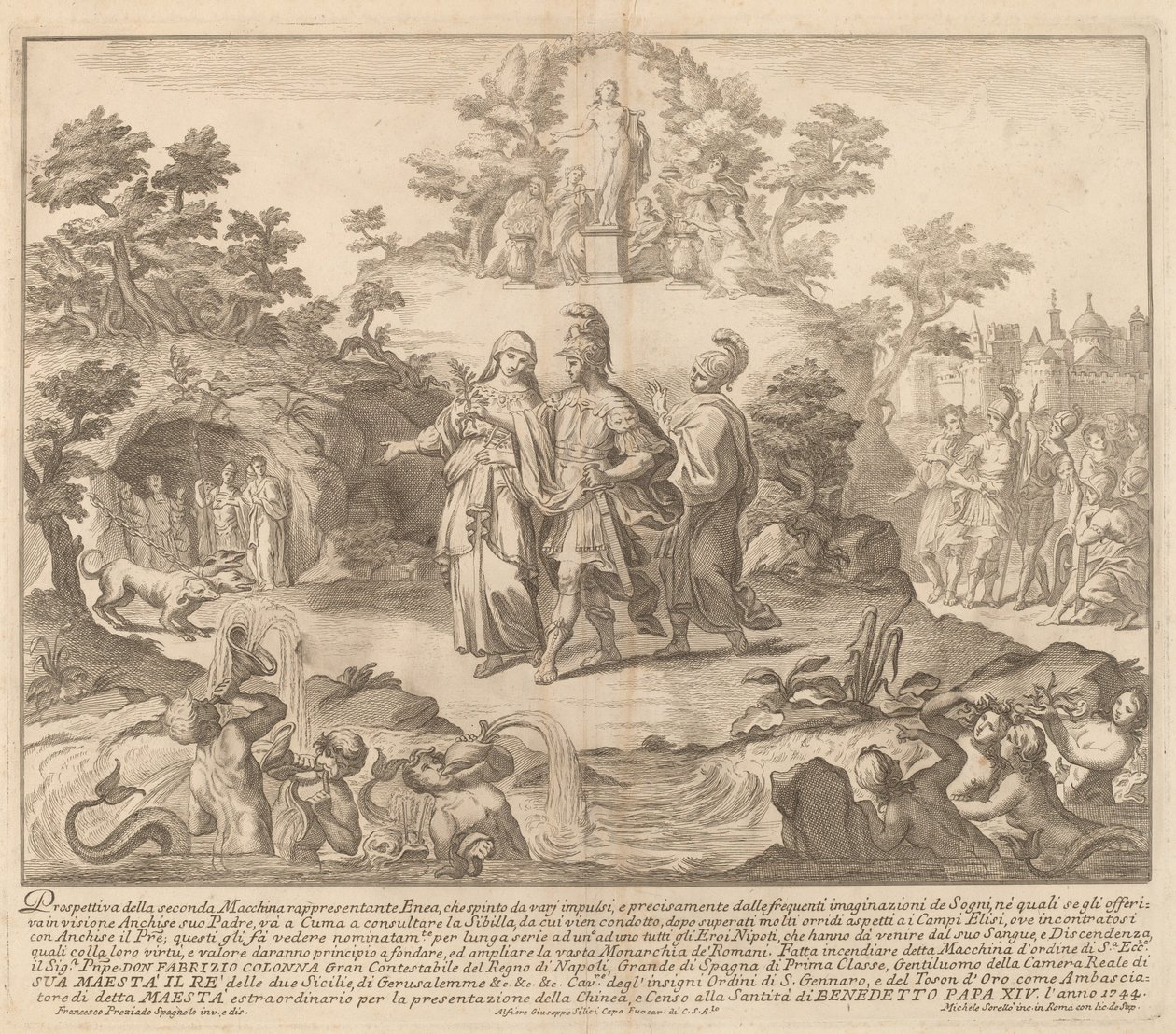 Aeneas und die Kumeische Sibylle, für das "Chinea"-Fest von Miguel de Sorellò after Francisco Preciado