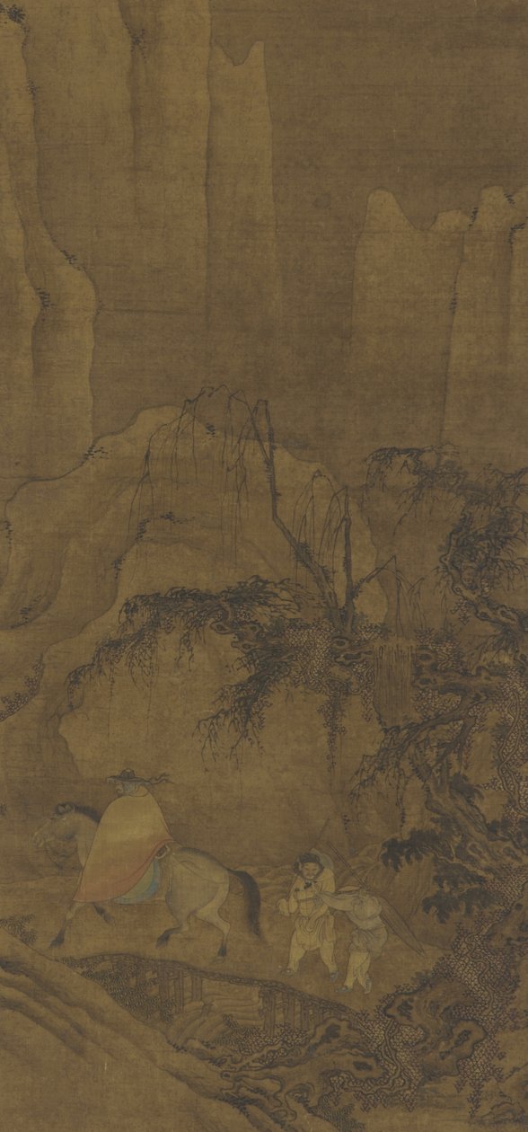 Ein Reisender zu Pferd mit Begleitern von Ming Dynasty Chinese School