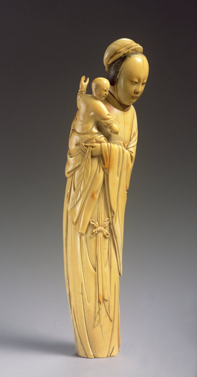Figur von Guanyin, die ein Kind hält von Ming Dynasty Chinese School