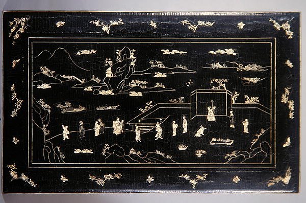 Kang-Tischplatte (lackiertes Holz mit Knocheneinlage) von Ming Dynasty Chinese School