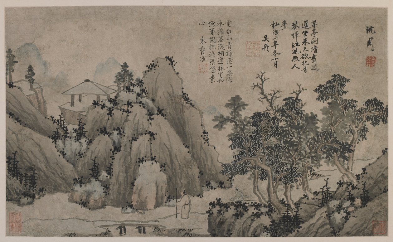 Spaziergang an einem Bergbach von Ming Dynasty Chinese School