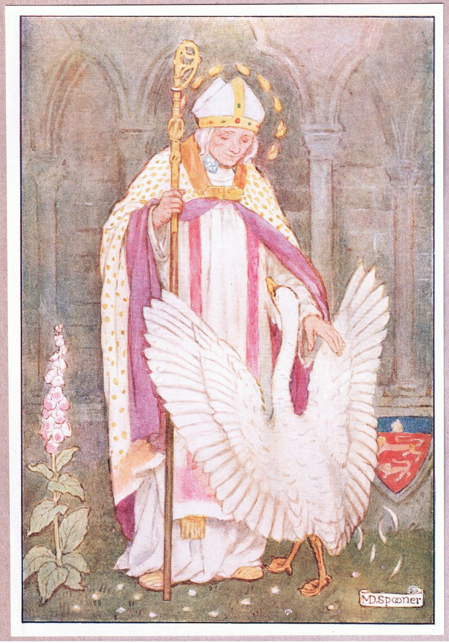St. Hugh und der weiße Schwan (Lithographie) von Minnie Didbin Spooner