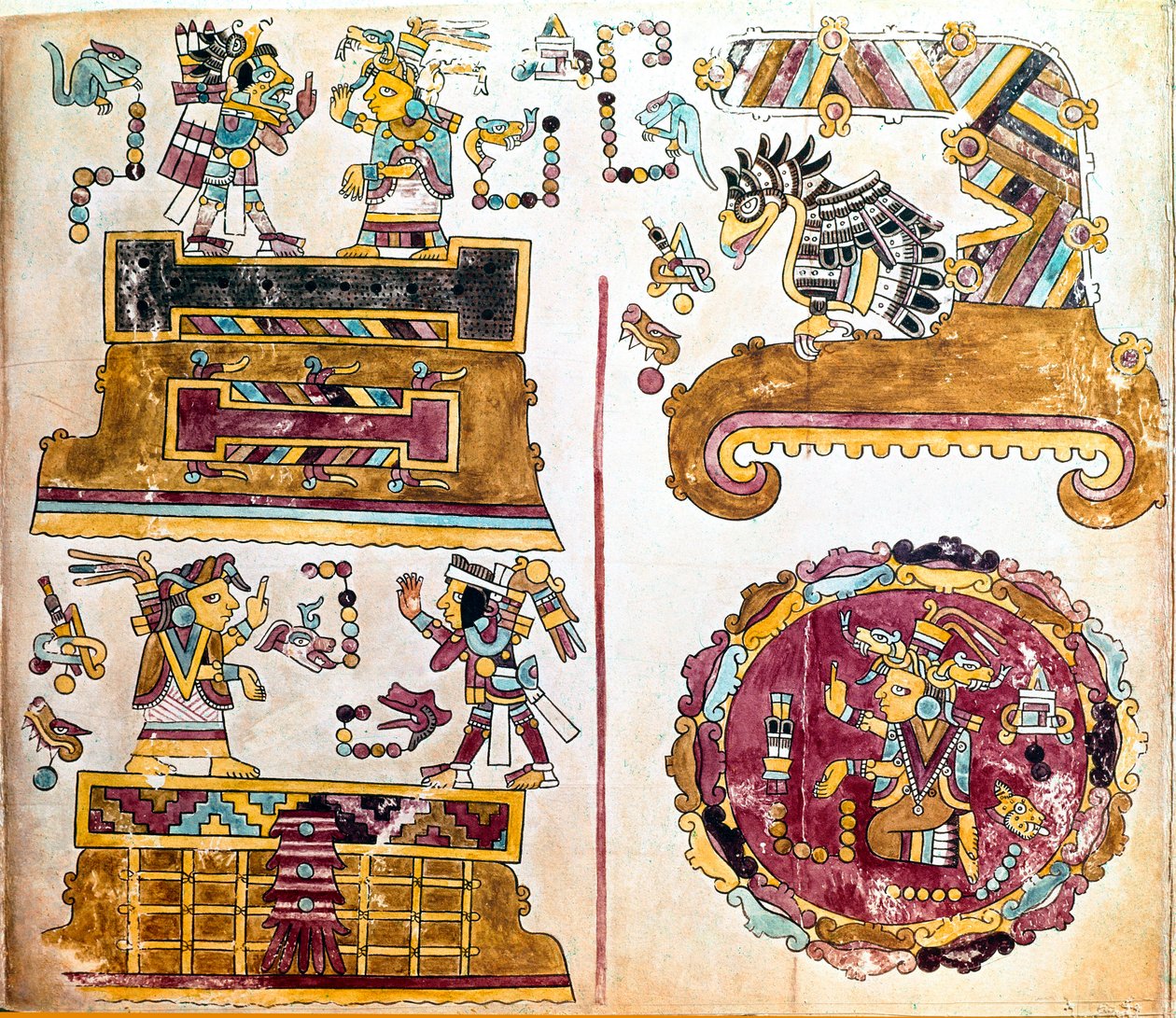 Mixtekischer Kodex mit Alltagsszenen von Mixtec Mixtec