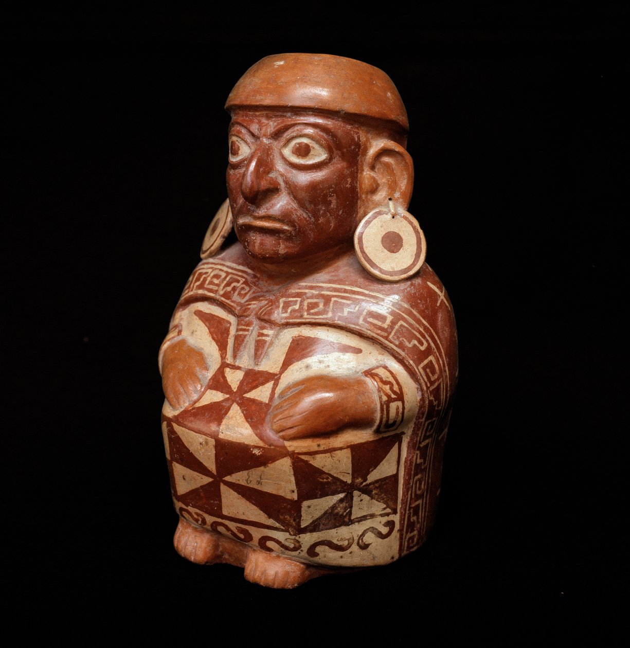 Präkolumbianische Kunst, Mochica-Kultur: Vase darstellend das „Textil“ - 200 v. Chr.-700 n. Chr. Lima, Nationalmuseum für Anthropologie und Archäologie, Peru von Moche Moche