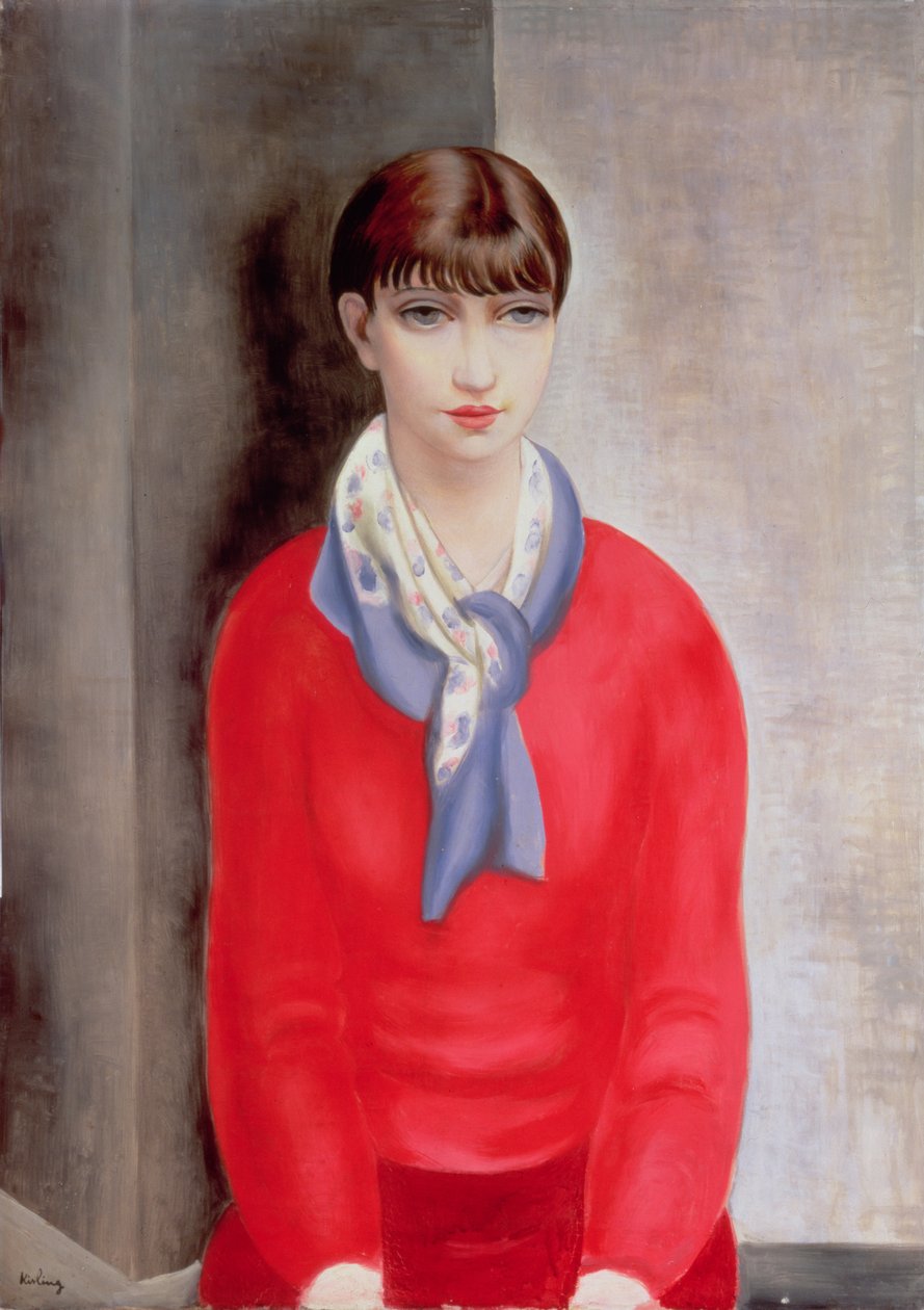 Kiki de Montparnasse in einem roten Pullover und einem blauen Schal von Moise Kisling