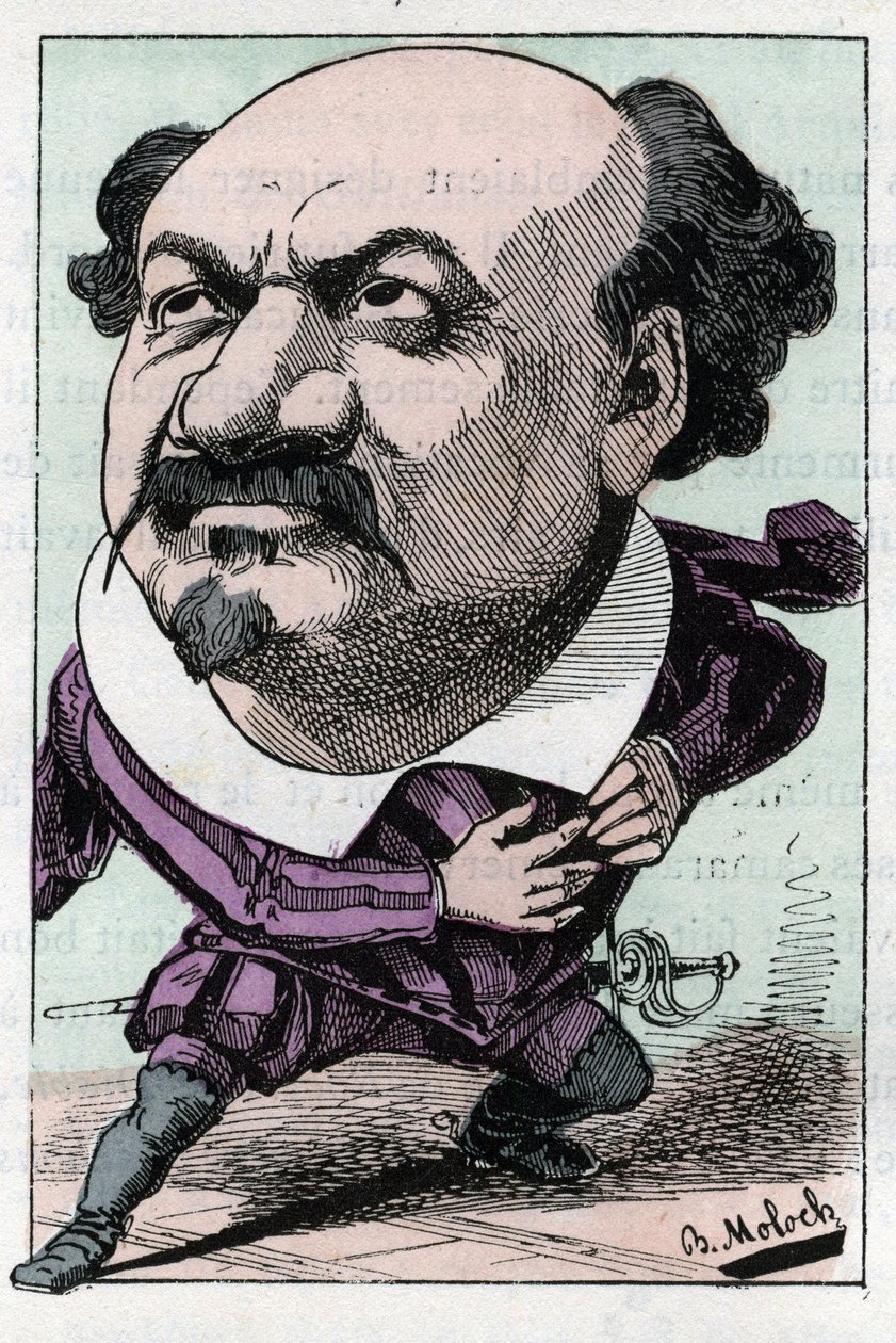 Porträt von François Pierre Villaret (1830-1896), Tenor der Oper zwischen 1863 und 1882 in „Le Trombinoscope“ von Touchatout, Karikatur von B. Moloch von 1882 (1849-1909) von Moloch