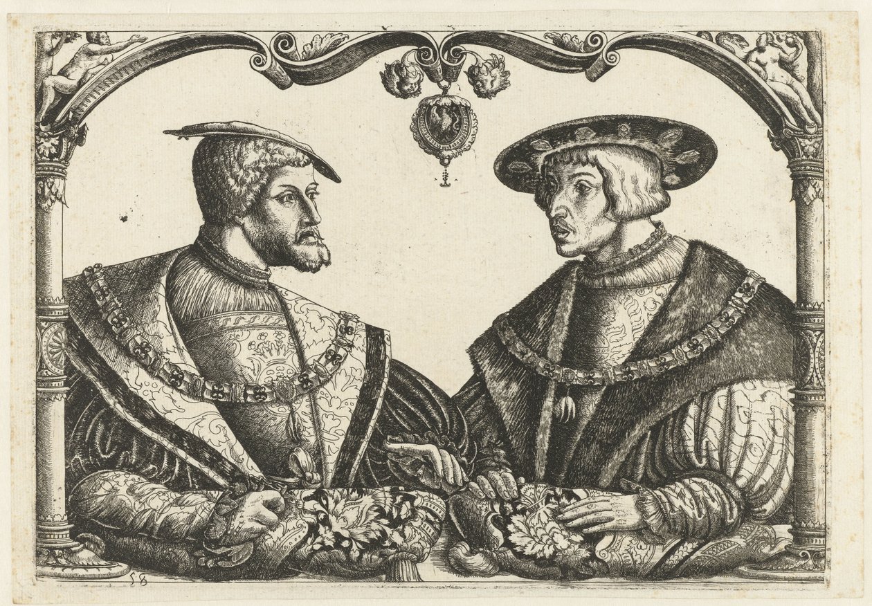 Karl V. und Ferdinand I. von Monogrammist CB met boom (attributed to)
