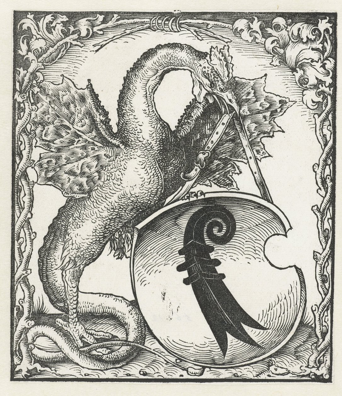 Drache mit dem Wappen von Basel von Monogrammist DS (graveur) (attributed to)